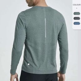 2024 Sports Yoga lululemenI Men Outfit Long Sleeve T-shirt Mens Sport Style Shirts Fiess Clothes Training Elastic Quick Dry Sportwear Top Plus Size 5XL S Wear b668