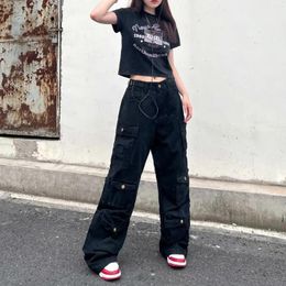 Women's Pants Baggy Cargo Women Vintage High Waisted Streetwear Summer Cool Minimalist Trousers Korean Style Unisex Girl Daily Sweatpant