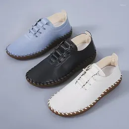 Casual Shoes Sneakers Women Platform Loafers Lace Up Leather Flats 2024Trend Spring Mom Shoe Mujer Zapatos Chaussure Femme