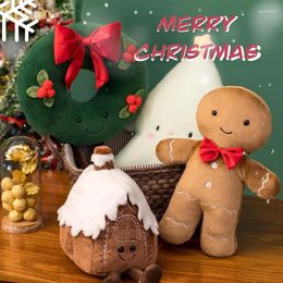 Decorative Figurines Christmas Plush Pillow Stuffed Chocolate Cookie House Shape Decor Cushion Cute Funny Xmas Tree Party Doll