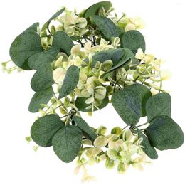 Decorative Flowers 2 Pcs Eucalyptus Leaves Candlestick Garland Christmas Decor Wedding Wreath Holder Silk Flower Artificial Rings