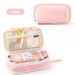 Bags Doublelayer Cute Pencil Case Large Capacity Waterproof Pen Box Kawaii Stationery Storage Bag Office School Supplies