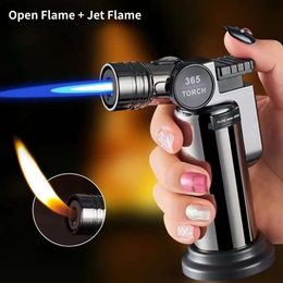 Metal Windproof Dual Flames Cigar Lighters Outdoor Camping Kitchen BBQ Welding Gun Butane Without Gas Lighter Smoking Accessories Gadget