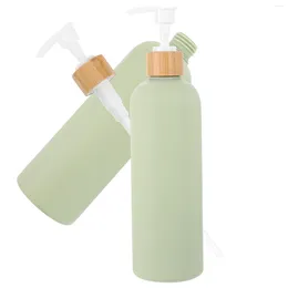 Storage Bottles 2 Pcs Hair Conditioners Refillable Shampoo Lotion Dispenser Pump Soap Bamboo Dispensers Empty Liquids