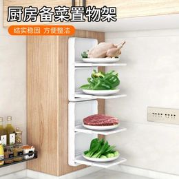 Kitchen Storage 0245Kitchen Foldable Food Organizer Rack 2-tier Hanging Vegetable Preparation Plate Multi-Function Side Dish