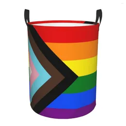 Laundry Bags LGBT Progress Pride Flag Basket Collapsible Gay Clothes Hamper For Nursery Kids Toys Storage Bag