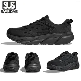 Casual Shoes SALUDAS Clifton L Suede Running Men Genuine Leather Luxury Sport Women Soft Sole Stretch Tennis Sneakers