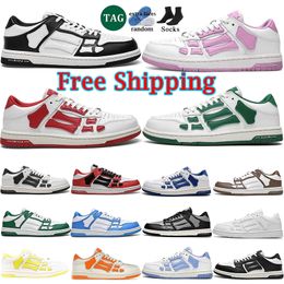 Free Shipping Designer Skel-Top Low Casual Shoes Skelet Bones Top Low Skel Skeleton Women Men Sneakers Black White Genuine Leather Lace Up shoe