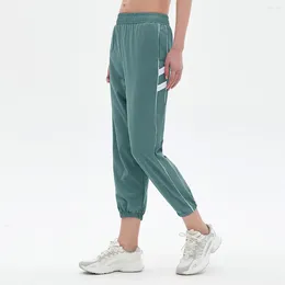 Active Pants Loose Striped Leggings For Women's Summer High Waisted Slimming And Quick Drying Yoga Cropped