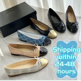 Ballet Flats Shoes Designer Shoes Shoe Black Women Spring Quilted Genuine Leather Slip On Ballerina Luxury Round Toe Ladies Dress Shoes