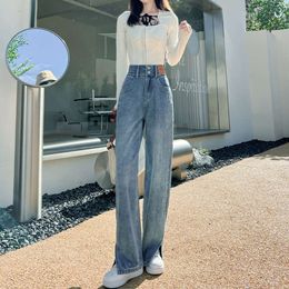 High waisted wide leg pants women in spring and summer 2024 with a drooping and slimming pear shaped figure thick legs wide pants