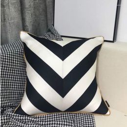 Pillow Home Decor Cover Decorative Case Modern Ivory Black Geometric Wave Luxury Simple Coussin Bed Room Decorating