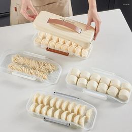 Storage Bottles 4-layer Dumpling Box Stackable Case With Lid Handle Date Dial Transparent Food Containers Set For Kitchen