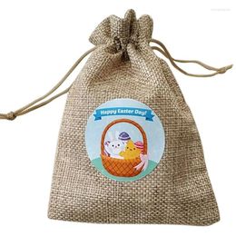 Shopping Bags 10 Pc Eter Burlap Goody Bag Egg Chick Ticker Treat Drawtring Linen For Party Favour