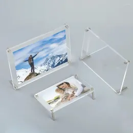 Frames Acrylic Picture Frame Display Transparent With Metal Stand Desktop Po Cash App Holders Advertising Poster