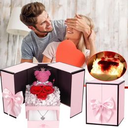 Decorative Flowers Eternal Flower Soap Rose Gift Box With Drawer Design Valentines Day Decor Birthday For Women Wife Girlfriend On