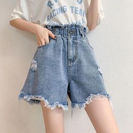 Women's Shorts Oversized Distressed Denim Summer A-line Wide Leg Loose Short Jean Pants High Waisted Student 110KG Streetwear