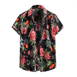 Men's Casual Shirts Mens' Hawaiian Flower Shirt Beach Summer Blouses Fashion Short Sleeve Sleeved Cardigan Lapel Thin Tops