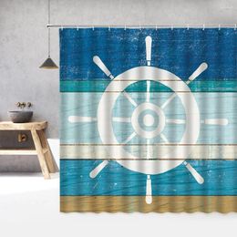 Shower Curtains Nautical Sailboat Sea Beach Curtain 3d Bathroom Print Waterproof With Hooks Bath Washable Cloth