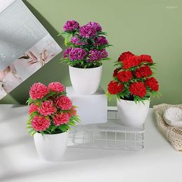 Decorative Flowers Artificial Plants Small Hydrangeas Chrysanthemums Bonsai Fake Flower Potted Garden Home Decor Ornaments