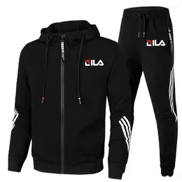 Men's Tracksuits Spring And Autumn Casual Fashion Jogging Sportswear Set Printed Zipper Long-sleeved Jacket Sweatpants Two-piece