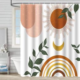 Shower Curtains Nordic Abstract Curtain Plant Leaf Arc Pattern For Bathroom Decor Waterproof Polyester Bath With Hooks