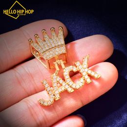 Hello hip-hop Custom Name Pendant Crown Bail Small Letter For Women Men Iced Out Zircon Hiphop Necklace Customised Jewellery Gift