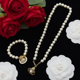 NEW designed Lucrece Pearl women necklace crystal-encrusted orb safety pin motif Wedding jewelry sets Designer Jewelry N0238