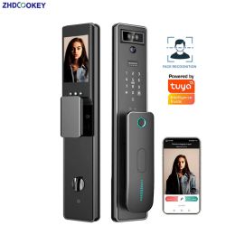Lock 3D Face Recognition Smart Door Lock with Camera Fingerprint TUYA Security Monitor Intelligent Password Biometric Electronic Key
