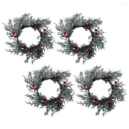 Decorative Flowers 4 Pcs The Christmas Gift Garland Gifts Leaves Wreath Decor Pvc Rings For Pillars Leis