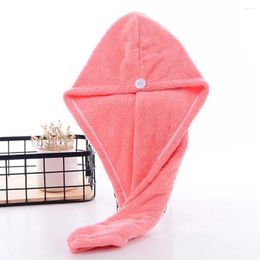 Towel Woman Hair Portable Triangular Shower Drying Hat Wraps Random Button