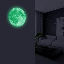 Wall Clocks 2024 Luminous Moon Clock Planet Acrylic Material UV Printed Glow Watch Bedroom Living Room Decoration