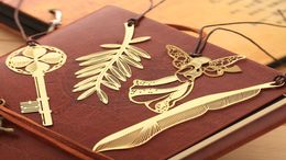 1PC Nice Metal Bookmark Gold Plated Book Holder Feather Marcador De Livro Marcapaginas Stationery Office School Supplies6355334