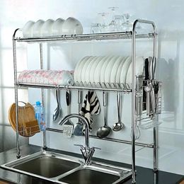 Kitchen Storage Adjustable Dish Racks Stainless Steel Silver Holders