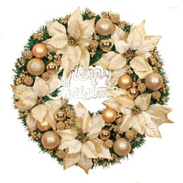 Decorative Flowers Christmas Wreath Front Door Hanging Golden El Mall Home Decoration