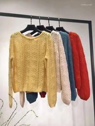 Women's Sweaters 7Evening Mohair Wool Blend Sweater Jumper Top - Female Yellow/Blue/Pink/Red Long Sleeve Knitting Pullover