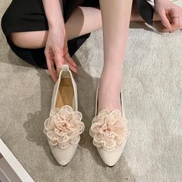 Casual Shoes Chaussures Plates Femmes 2024 Women Fashion Summer Flowers Slip On Flat Lady Beige Comfortable Loafers Ladies