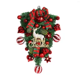 Decorative Flowers Christmas Teardrop Swag Wall Hanging Ornament Wreath Xmas Garland For Party Shelf Home Garden Decor