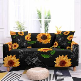 Chair Covers Sunflower And Leaf Pattern Stretch Sofa Cover Living Room Upholstery Corner L-shaped 1/3/2/4 Seater