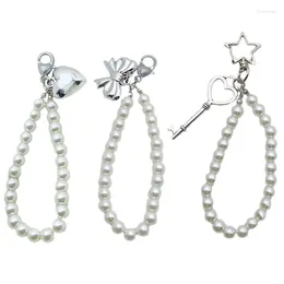 Keychains Y4QE Elegant Pearls Rings Pendant Keychain For Ladies Girls Keyrings Accessory Bowknot Charm Case Decoration