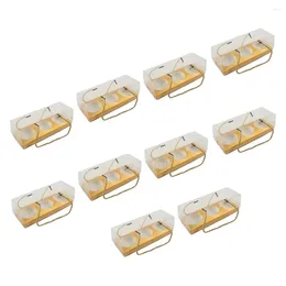 Take Out Containers 10 Pcs Clear Cupcake Boxes Portable Dessert Rectangle Container With Handles