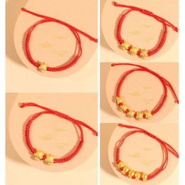 Charm Bracelets 5Pcs Adjustable Redness Ropes Chinese Year Dragon Shaped Handchains Stylish Jewellery Gift For Women And Girls