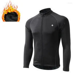 Racing Jackets Winter Men's Cycling Jacket Jersey Windproof Reflective Fleece Lining Breathable Packable Sports Mountain Bike Clothes For