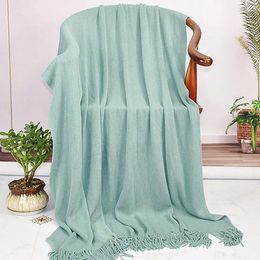 Blankets Nordic Solid Colour Tassel Knitted Blanket Small Fresh Sofa Shawl Cover El Bed End Towel Homestyle Decoration