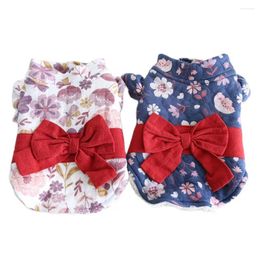 Dog Apparel Dogs And Cats Dress Vest Cherry Blossoms Big Bow Knots Design Pet Puppy Skirt Autumn/Winter Clothes Outfit 5 Sizes 2 Colour