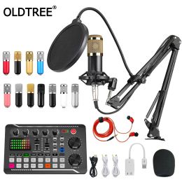 Microphones Multifunction Bluetooth BM800F998 Sound Card Condenser Microphone Set Audio Mixer Studio Record Live Karaoke for Phone Computer