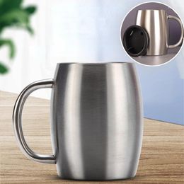 Mugs 304Stainless Steel Beer Mug Water Cup Anti Scaling Fall Restaurant Tea Coffee Drink Bar Drinkware Handle Travel