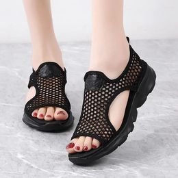 Sandals Women Summer Mesh Slip On Sport Casual Open Toe Flat Soft Bottom Breathable Shoes Hollow Outdoor For