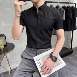 Men's Casual Shirts 2024 Summer Men Dashed Stripe Short Sleeve Shirt Fashion Slim Fit Designs Versatile Plus Size 5XL-M