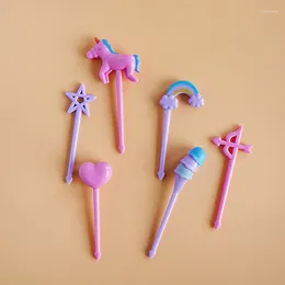 Forks 6pcs/set Mini Fruit Pick Toothpick Kids Animal Fork Cartoon Snack Cake Dessert Lunch Party Decoration